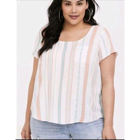 TORRID abbey georgette button back short sleeve blouse size 6 6X Plus Size - Picture 1 of 16